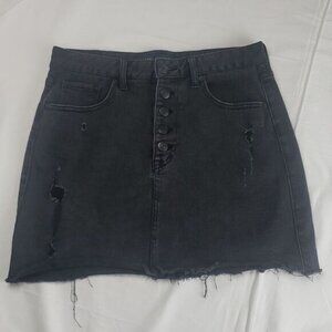 Aeropostale Distressed Black Denim Jean Mini Skirt